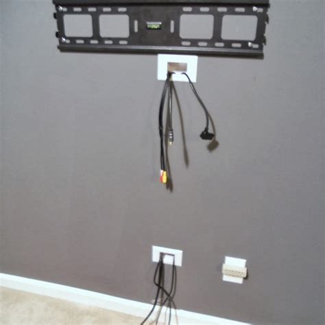 running hung tv wires in wall to junction box|wall mounted tv running cables.